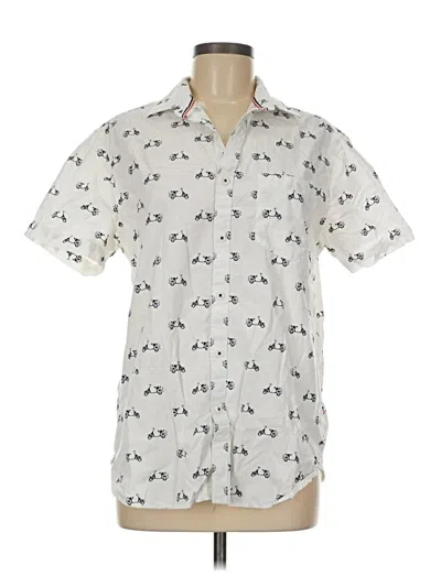 Pre-owned Denim And Flower Short Sleeve Button Down Shirt In White