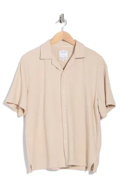 Denim And Flower Short Sleeve Knit Camp Shirt In Sand