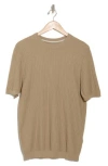 Denim And Flower Short Sleeve Ribbed Cotton Crewneck Sweater In Dark Sand