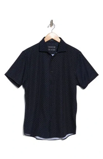 Denim And Flower Short Sleeve Tech Button-up Shirt In Navy