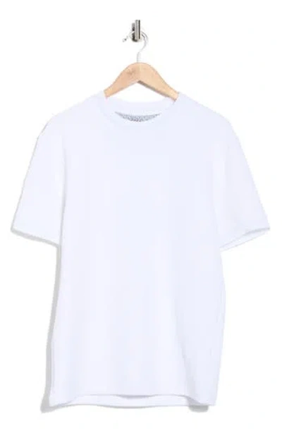 Denim And Flower Short Sleeve Textured T-shirt In White