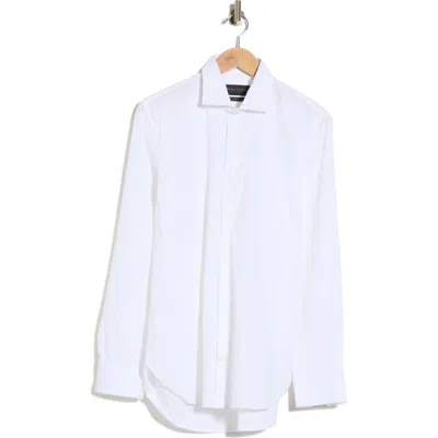 Denim And Flower Slim Fit Solid Stretch Button-up Shirt In White