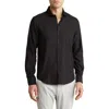 Denim And Flower Solid Stretch Button-up Shirt In Black/geo Print