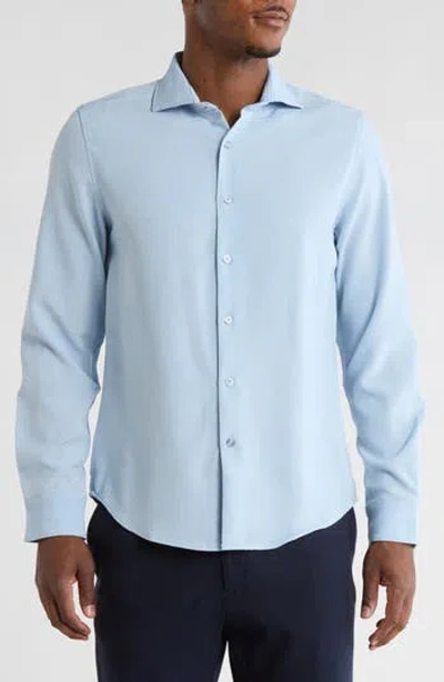 Denim And Flower Solid Stretch Button-up Shirt In Blue