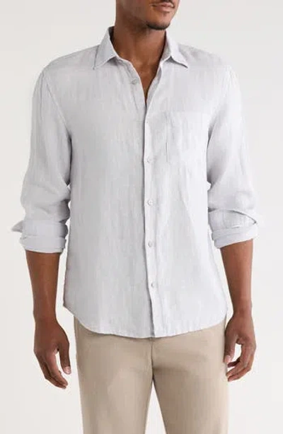 Denim And Flower Stonington Linen Gray Long Sleeve Shirt In White