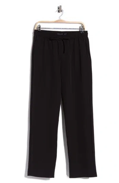 Denim And Flower Straight Leg Drawstring Pants In Black
