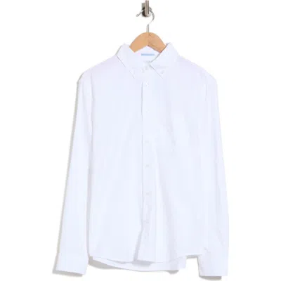 Denim And Flower Stretch Cotton Oxford Long Sleeve Button-down Shirt In White