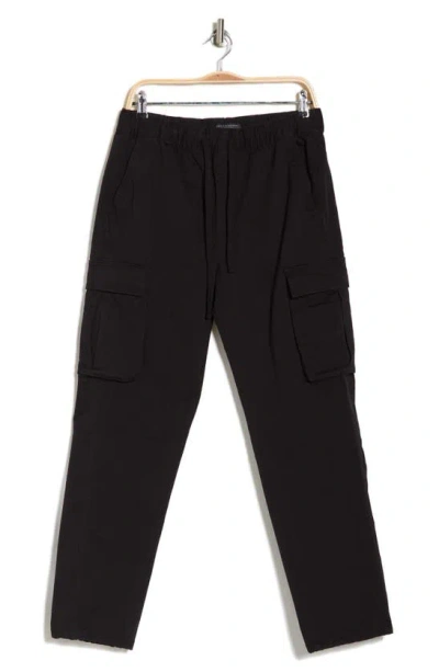 Denim And Flower Stretch Cotton Pull-on Cargo Pants In Black