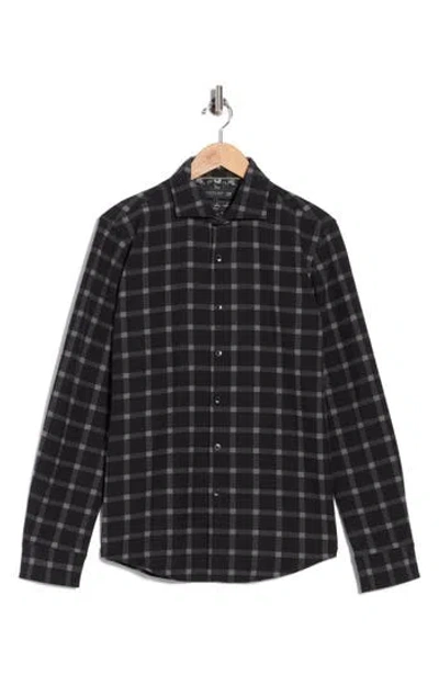 Denim And Flower Stretch Tech Dress Shirt In Black