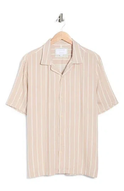 Denim And Flower Stripe Camp Shirt In Neutral