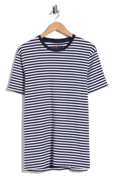 Denim And Flower Stripe Knit T-shirt In Blue
