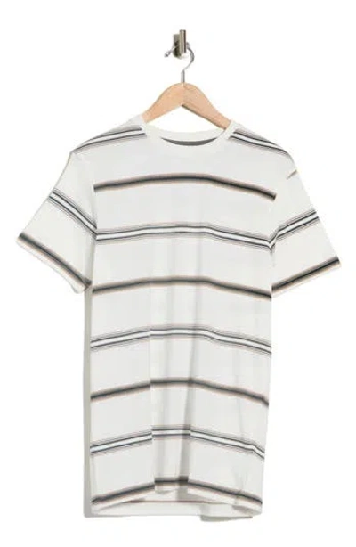 Denim And Flower Stripe Knit T-shirt In Multi