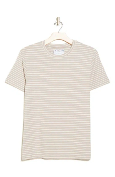 Denim And Flower Stripe T-shirt In Neutral