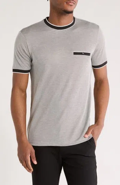 Denim And Flower Stripe Tipped Pocket T-shirt In Black/white