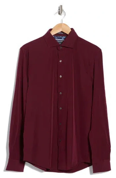 Denim And Flower Tech Long Sleeve Stretch Button-up Shirt In Maroon