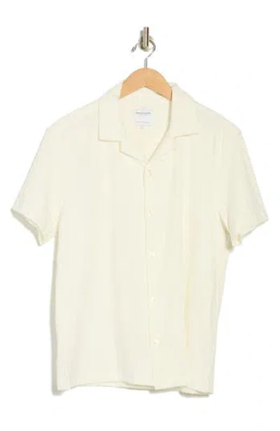 Denim And Flower Textured Camp Shirt