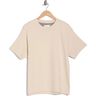 Denim And Flower Textured Cotton Crewneck T-shirt In Neutral