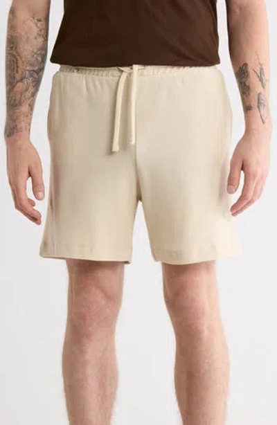 Denim And Flower Textured Cotton Pull-on Shorts In Neutral