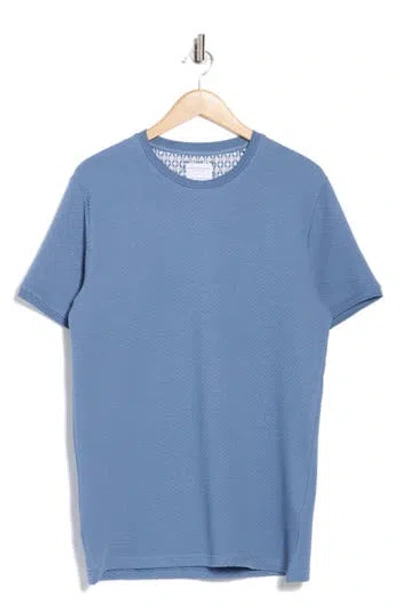 Denim And Flower Textured Crewneck T-shirt In Blue
