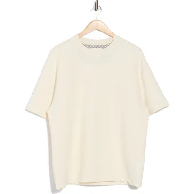 Denim And Flower Textured Crewneck T-shirt In Multi