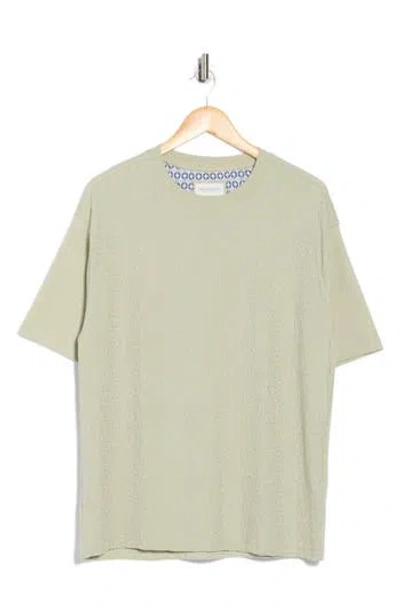 Denim And Flower Textured Crewneck T-shirt In Gray