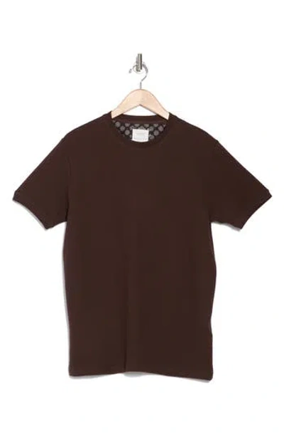Denim And Flower Textured Crewneck T-shirt In Brown