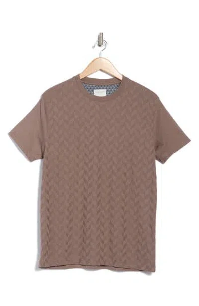 Denim And Flower Textured Crewneck T-shirt In Brown