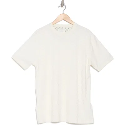 Denim And Flower Textured Crewneck T-shirt In Cream