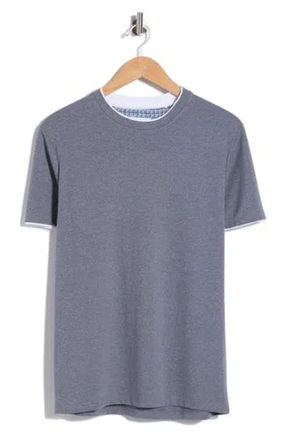 Denim And Flower Textured Crewneck T-shirt In Gray