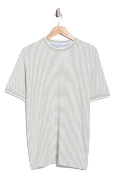 Denim And Flower Textured Crewneck T-shirt In Green