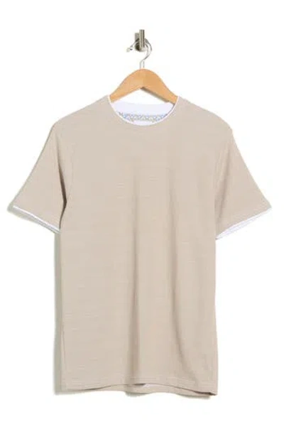 Denim And Flower Textured Horizontal Stripe T-shirt In Gold
