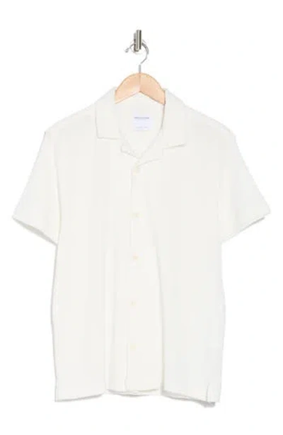 Denim And Flower Textured Cotton Camp Shirt