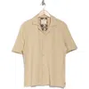 Denim And Flower Textured Short Sleeve Camp Shirt In Off White