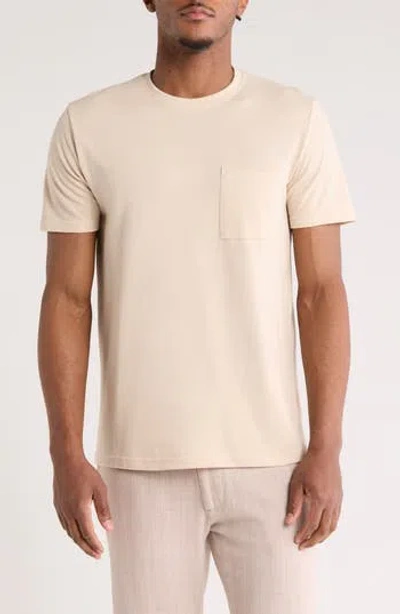 Denim And Flower Textured Pocket T-shirt In Sand