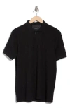 Denim And Flower Textured Quarter Zip Polo Sweater In Black