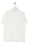 Denim And Flower Textured Short Sleeve Button-up Shirt