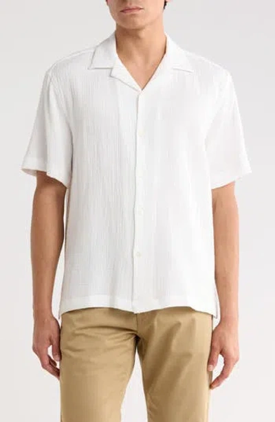 Denim And Flower Textured Short Sleeve Shirt In Neutral