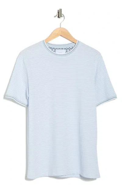 Denim And Flower Textured Stripe Crewneck T-shirt In Blue