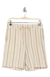Denim And Flower Textured Stripe Drawstring Shorts