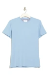 Denim And Flower Textured T-shirt In Baby Blue