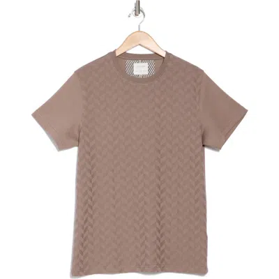 Denim And Flower Textured T-shirt In Brown