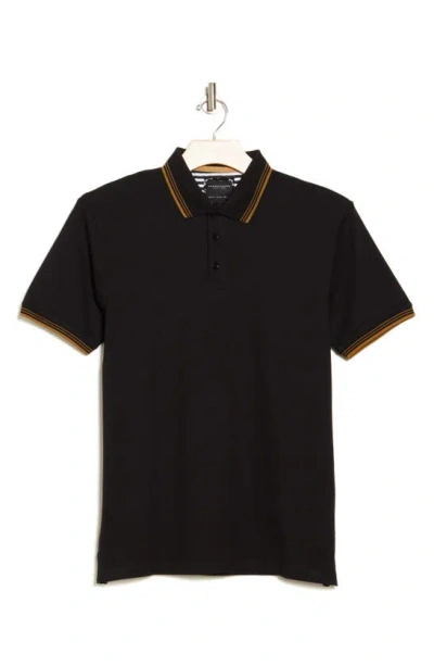 Denim And Flower Tip Polo In Black