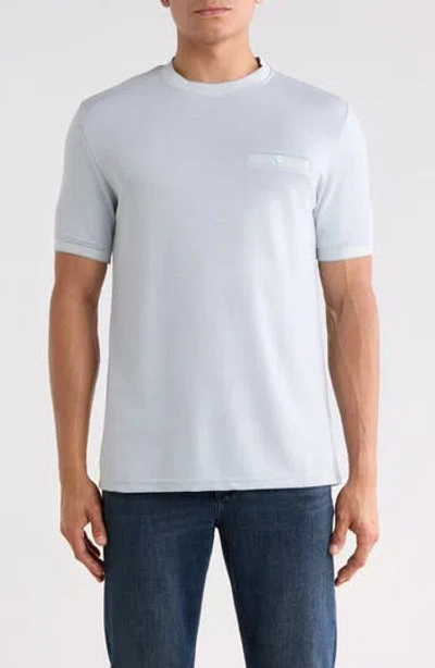 Denim And Flower Tipped Crewneck Pocket T-shirt In Gray