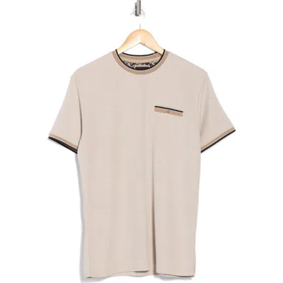 Denim And Flower Tipped Crewneck T-shirt In Brown