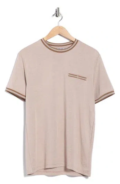 Denim And Flower Tipped Crewneck T-shirt In Brown