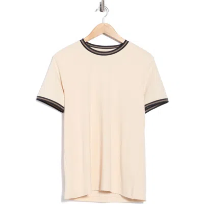 Denim And Flower Tipped Crewneck T-shirt In Neutral