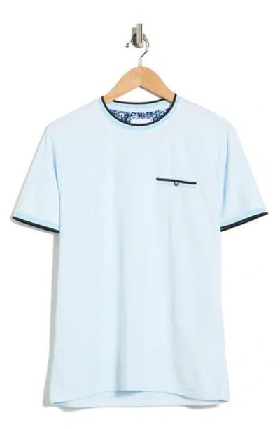 Denim And Flower Tipped Crewneck T-shirt In Blue