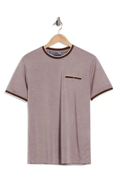 Denim And Flower Tipped Crewneck T-shirt In Brown