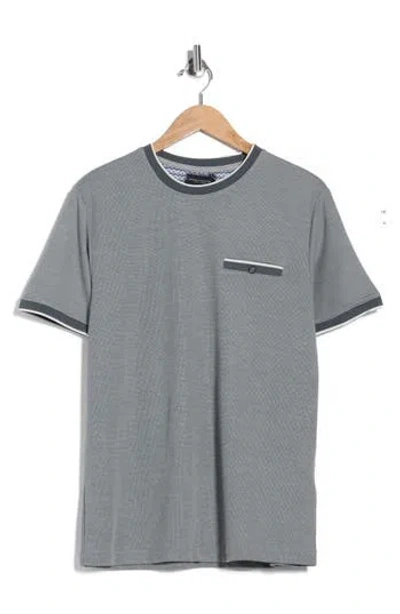 Denim And Flower Tipped Knit Crewneck T-shirt In Gray