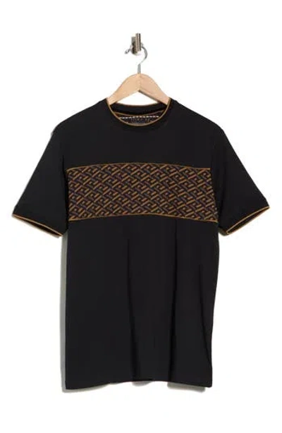 Denim And Flower Tipped Knit T-shirt In Black